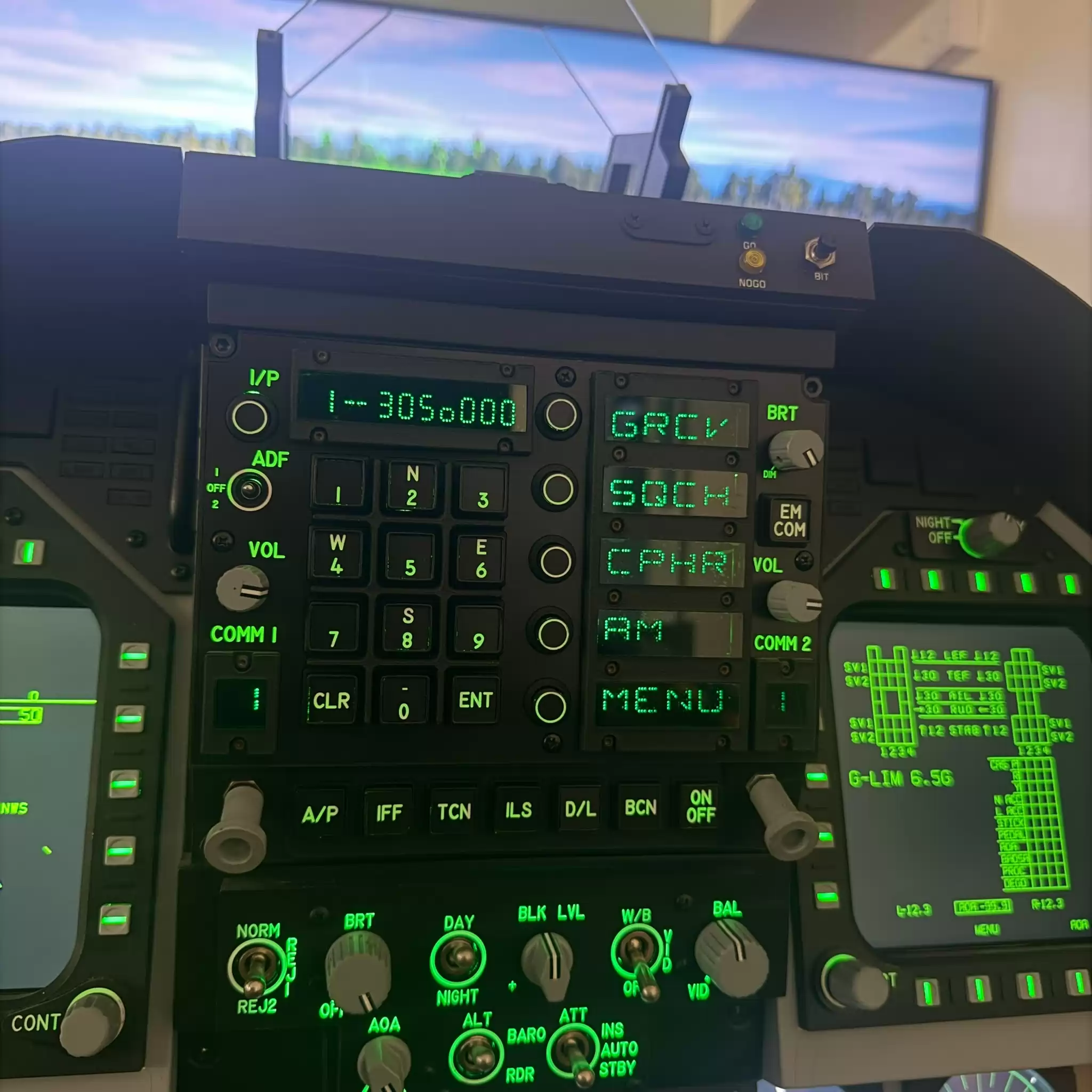F/A-18 fighter cockpit simulator at Diss Simulator Centre, view 2