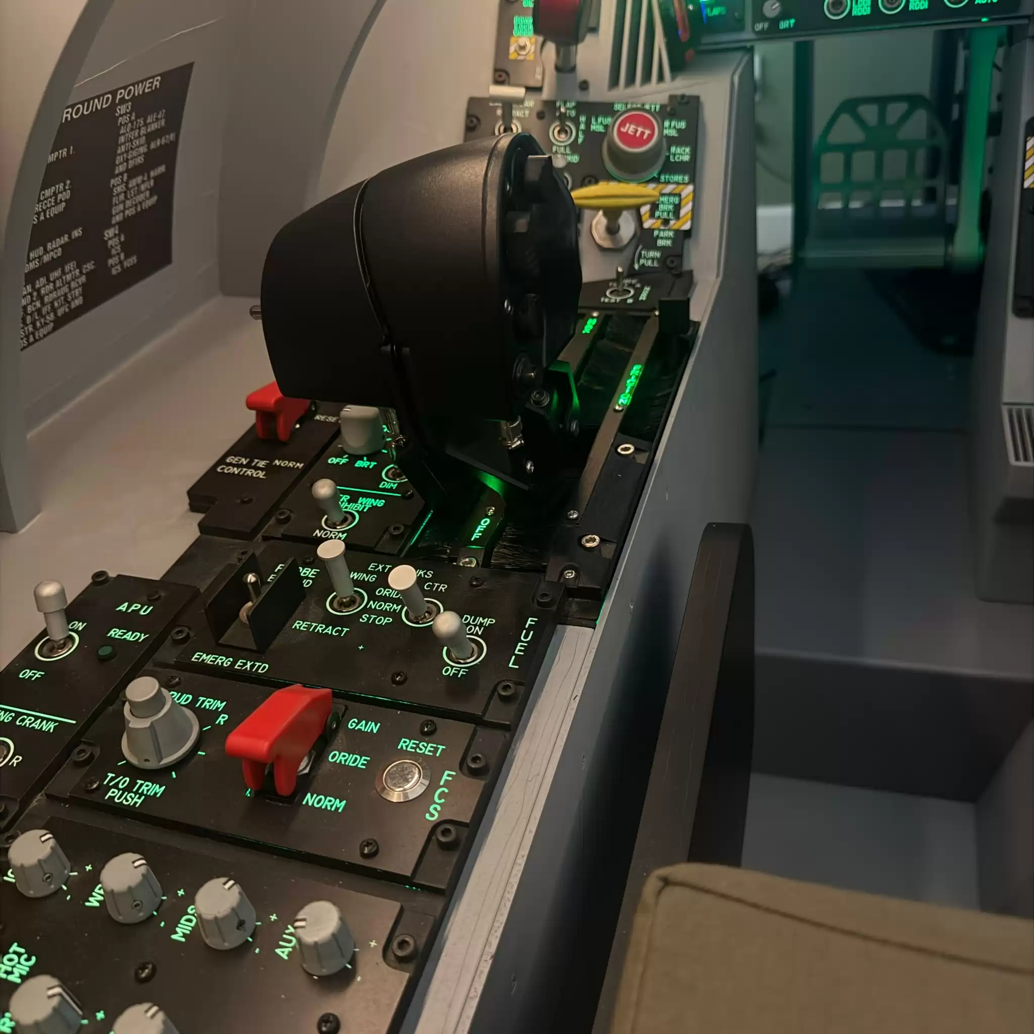 F/A-18 fighter cockpit simulator at Diss Simulator Centre, view 3