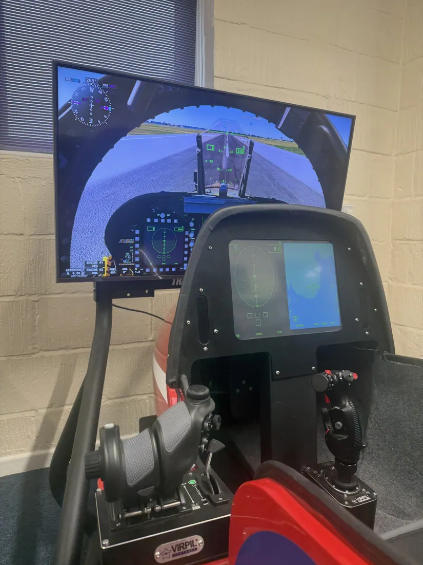 Red Arrows-style jet cockpit at Diss Simulator Centre