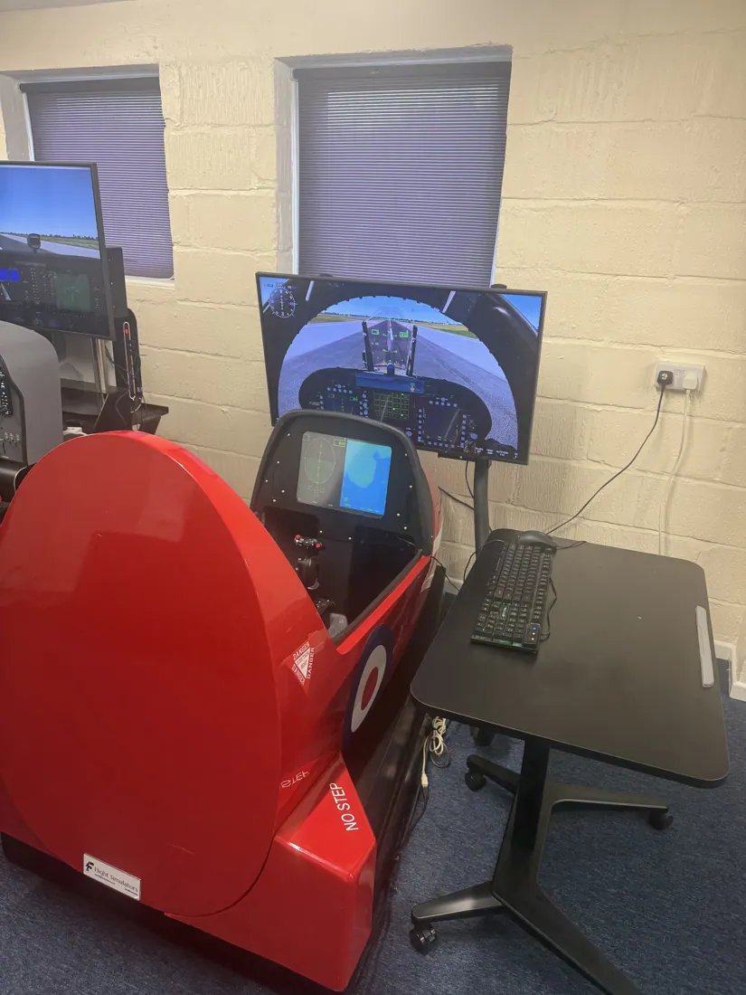 Red Arrows-style jet cockpit at Diss Simulator Centre